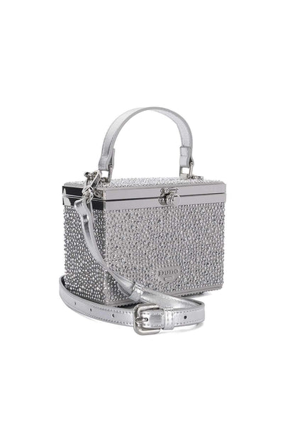 Silver glitter handbag with top handle and adjustable shoulder strap
