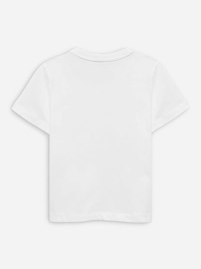 Brumano boys white cotton T-shirt, plain front with no visible logo