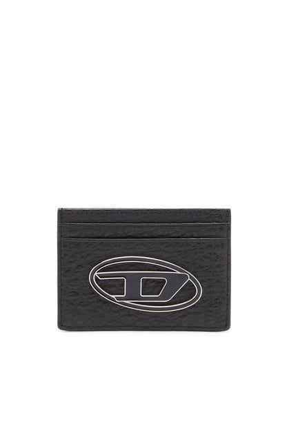 Black Diesel card holder wallet with front logo and multiple card slots