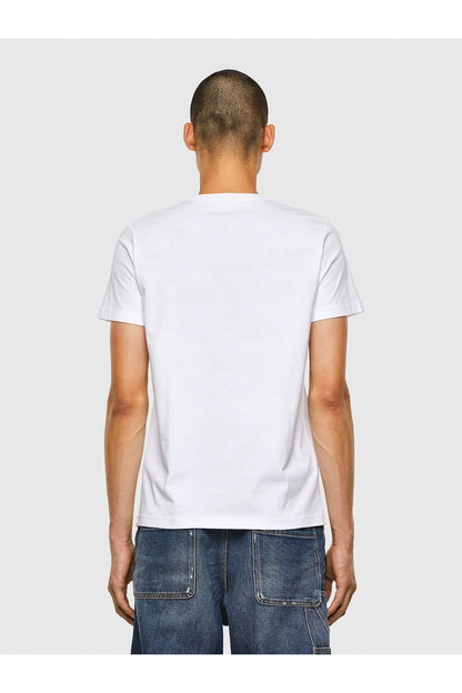 Men's white crewneck T-shirt, plain back