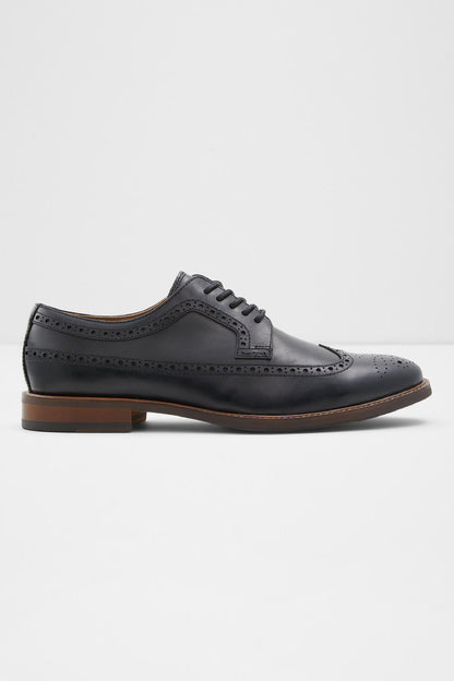 ALDO dark lace-up brogue oxford shoes, perforated wingtip and thick sole