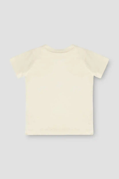 Ecru kids T-shirt with plain front, short sleeves