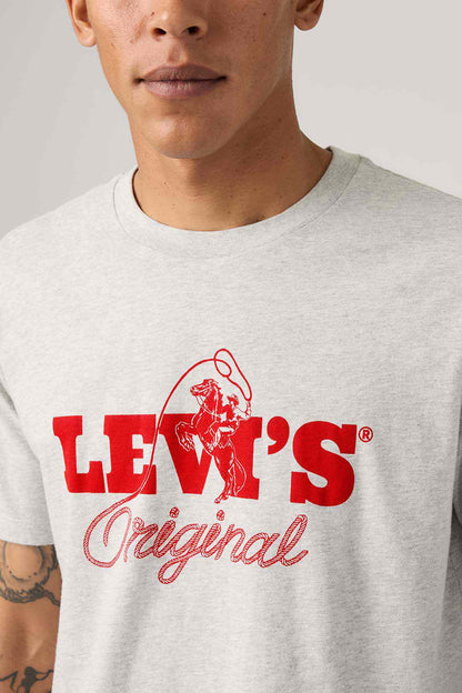 Levi's Original grey crewneck T-shirt with red front graphic logo
