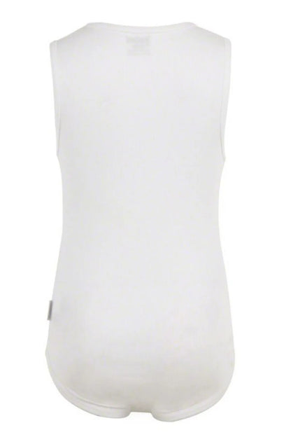 BABYSHOP sleeveless baby bodysuit, white, simple back view
