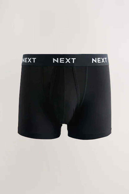 NEXT black boxer shorts with repeating NEXT logo waistband