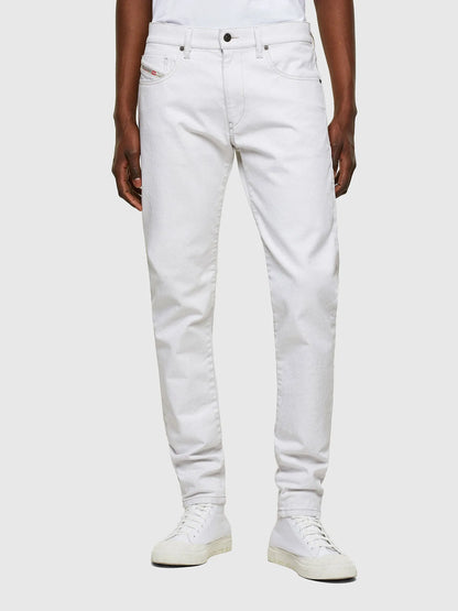 Diesel white straight jeans, button-zip fly, five-pocket design