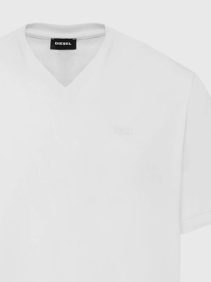 White V-neck T-shirt with Diesel neck label