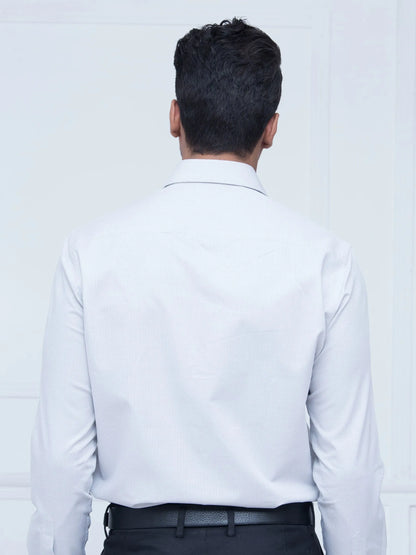 Light grey button-up dress shirt, back view with long sleeves