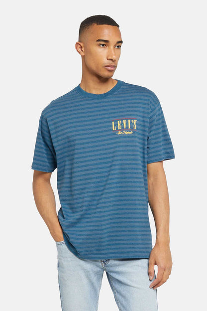 Levi's striped blue crew-neck T-shirt with chest logo
