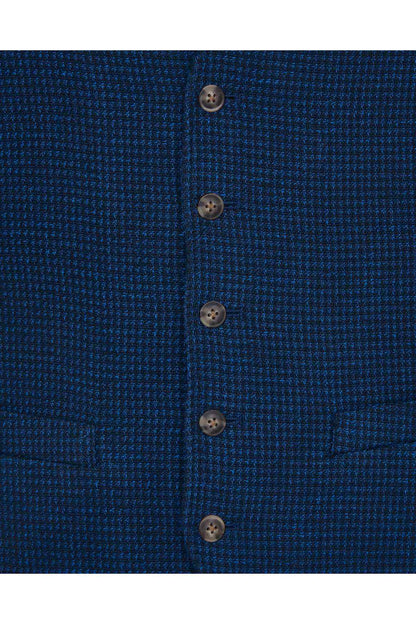 Camicissima navy blue textured vest front with five-button closure detail
