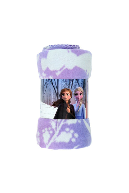 DISNEY rolled purple fleece blanket with princess characters and heart patterns
