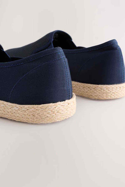 NEXT navy slip-on espadrilles with padded heel tab and jute midsole