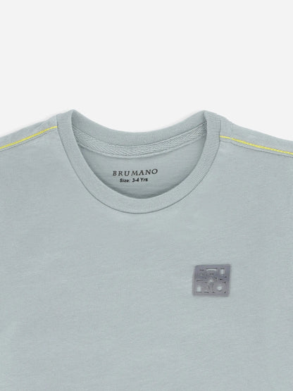 Brumano light green 100% cotton T-shirt, crew neck and chest logo patch detail