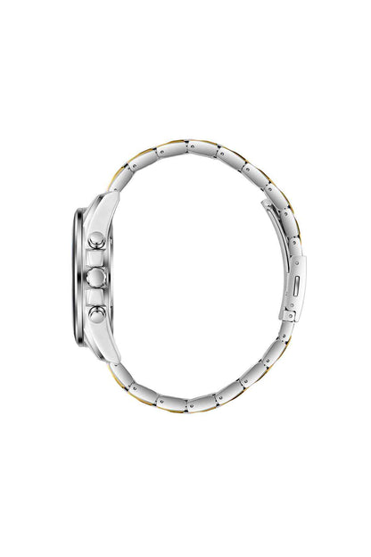 Two-tone metal watch bracelet and bezel edge
