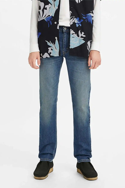 Levi's blue straight-leg jeans with cuffed hems