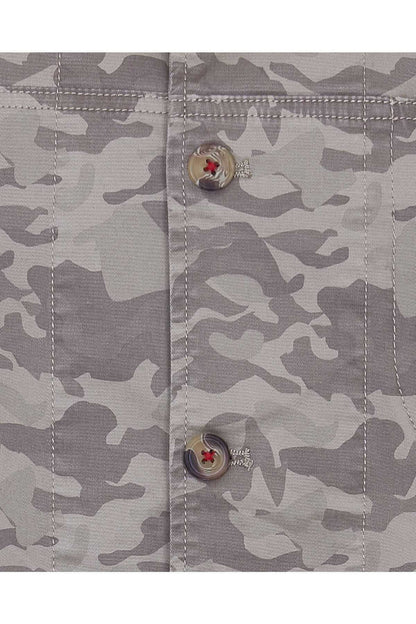 Camouflage jacket with stitched panels and button details