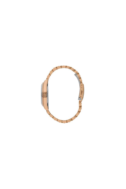 BHPC rose gold wristwatch side view, metal bracelet links and clasp