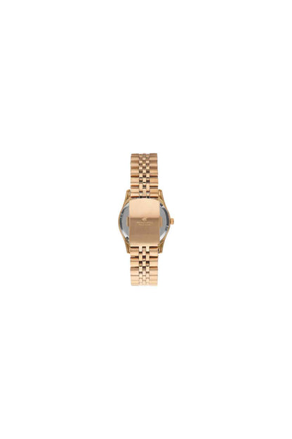 BHPC rose gold wristwatch profile view, beaded bezel and crown