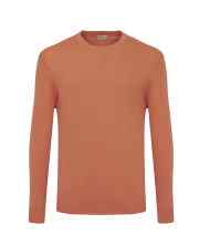 Orange crewneck knit sweater with long sleeves