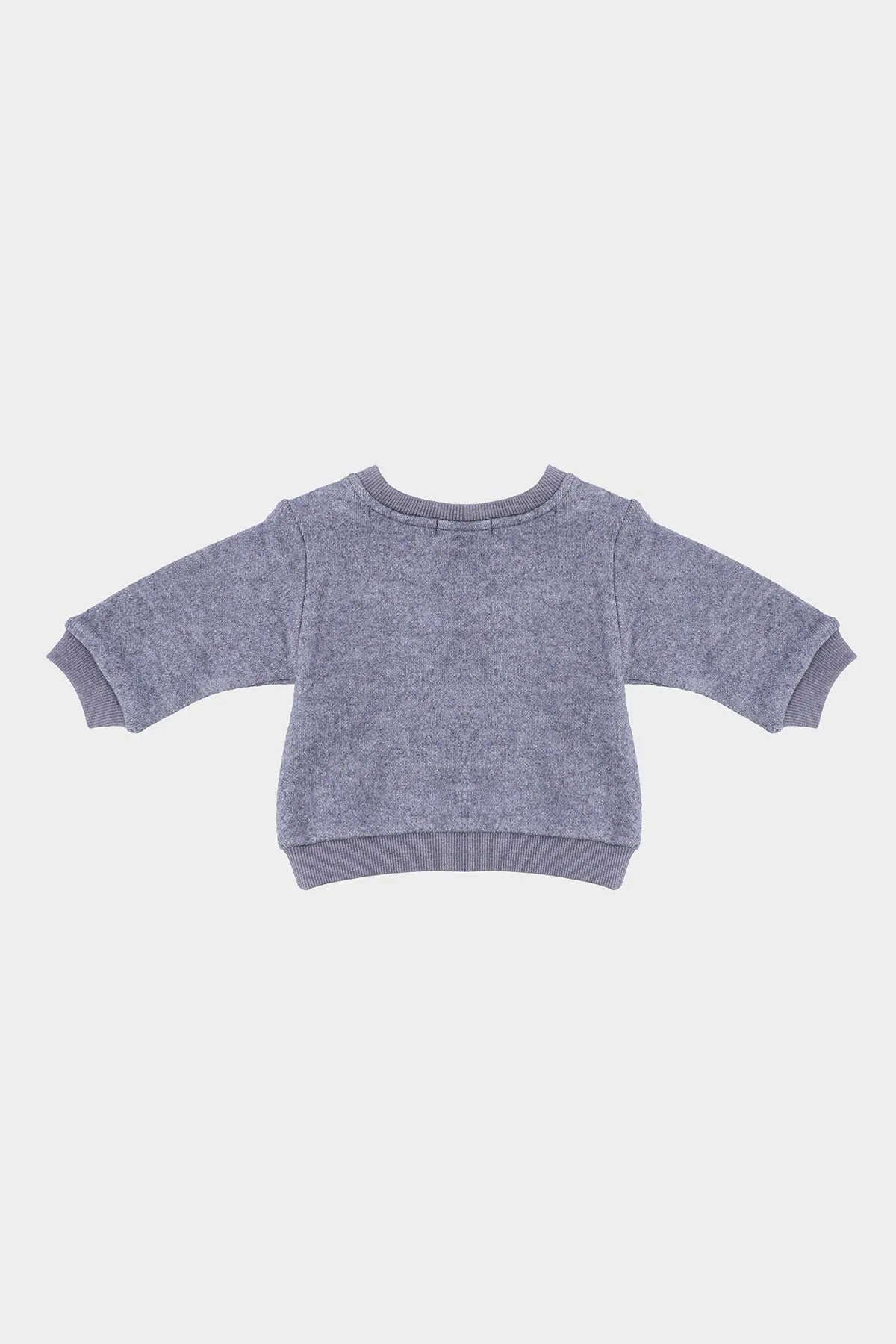 Blue baby sweatshirt, plain front, long sleeves