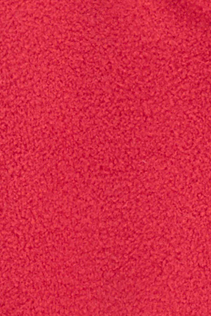 Red fleece fabric close-up with textured weave