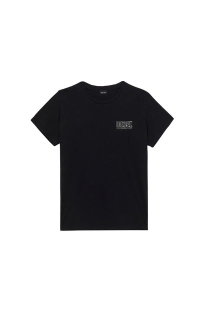 Men's black crew-neck T-shirt with small Diesel chest logo