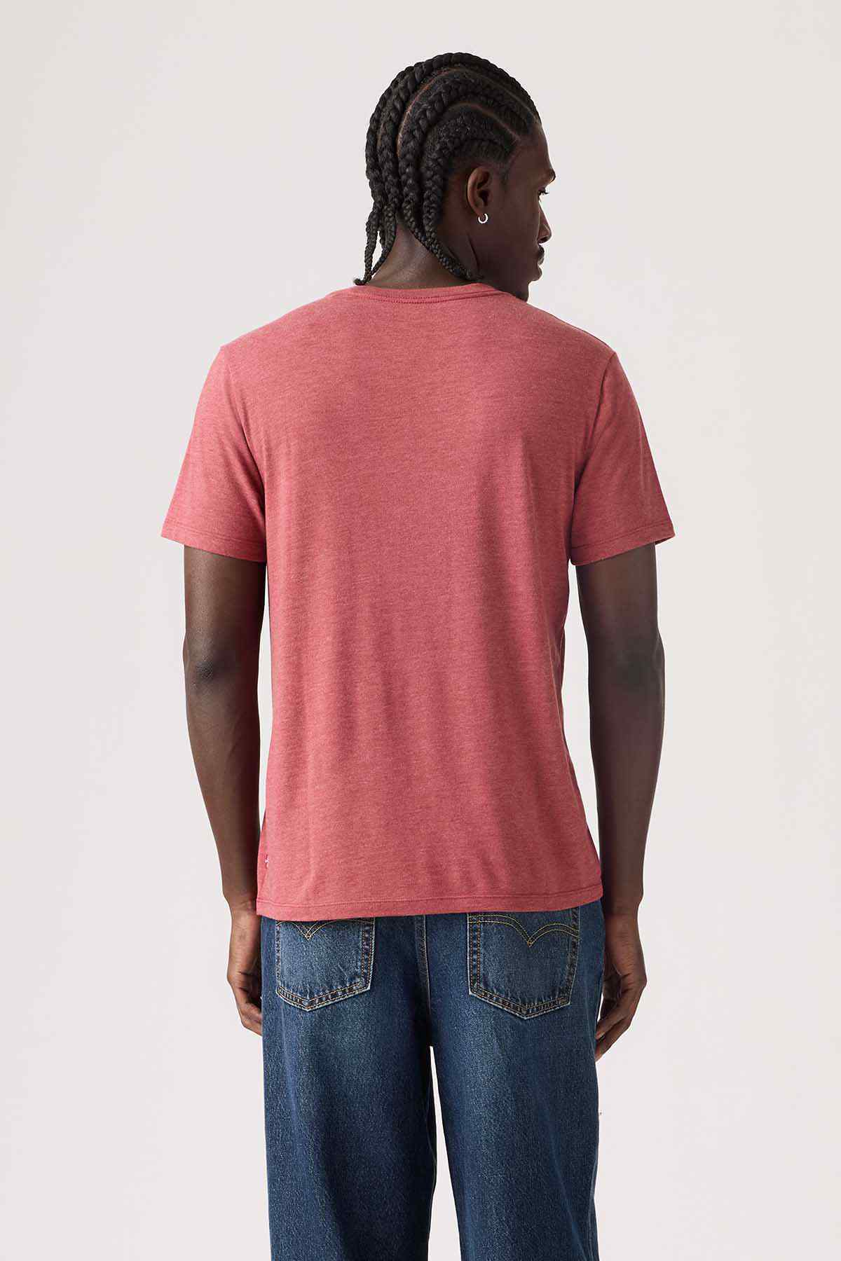 Men's red graphic T-shirt with back print, short sleeves