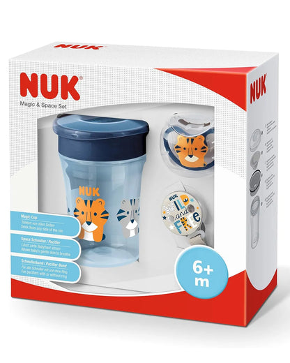 NUK Magic & Space cup box featuring tiger cup and 6+ months
