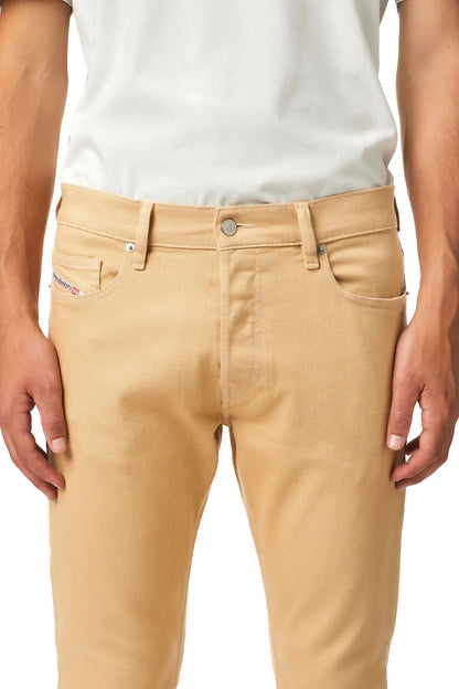 Diesel light brown denim jeans with stitched front pockets and button waistband