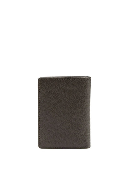 Brown leather wallet, rectangular, no visible logo