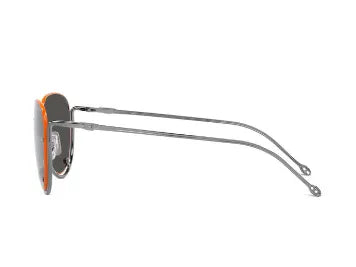 Diesel cat-eye sunglasses with long metal temples and orange-edged lenses