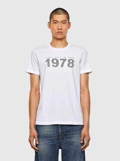 Men's white Diesel crewneck graphic T-shirt with '1978' print