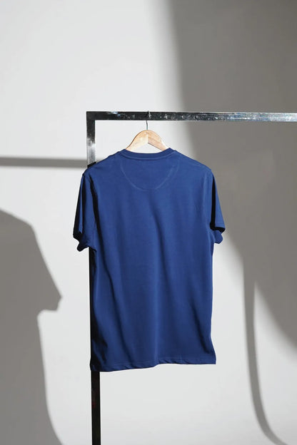 Brackets navy short-sleeve crewneck T-shirt (back view)