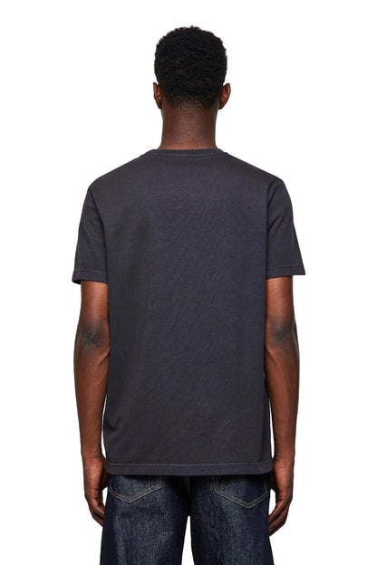 Back view of dark Diesel crewneck T-shirt with short sleeves