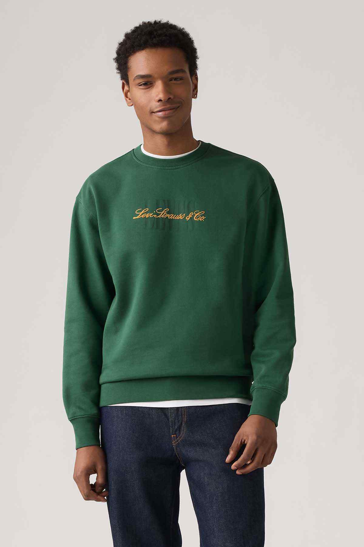 Levi's green crewneck sweatshirt with front logo graphic print