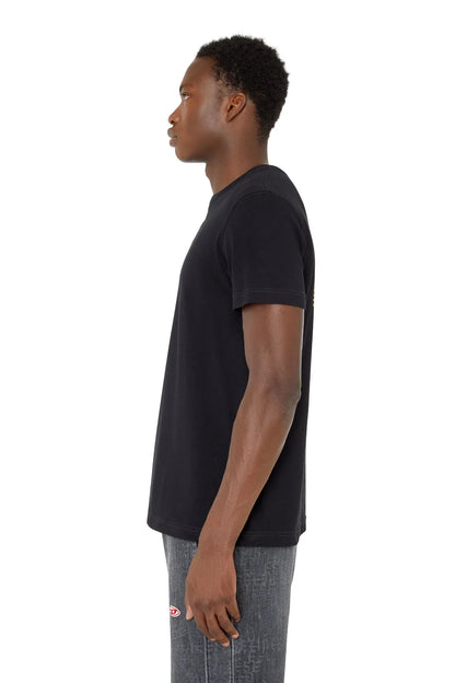 Diesel black crew-neck T-shirt with short sleeves