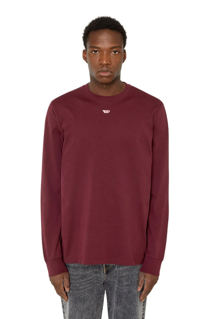 Diesel burgundy crewneck long-sleeve sweater with small chest logo