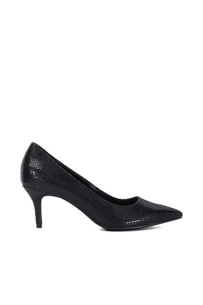 Dune London black textured pointed-toe stiletto heel court shoe