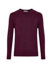 Purple cashmere-blend crewneck sweater with long sleeves and ribbed cuffs