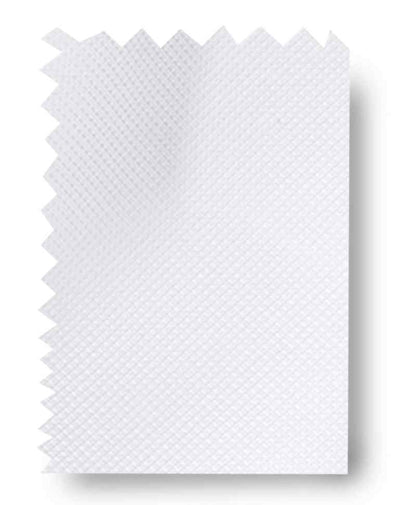 White textured dress shirt fabric swatch with zigzag top edge