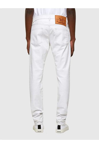 Diesel white jeans back view with stitched pockets and yoke