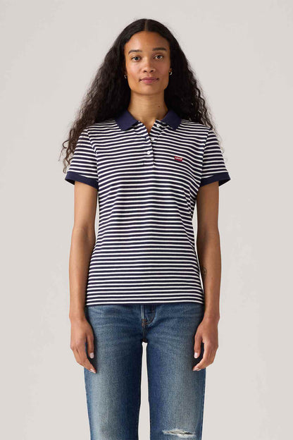 Levi's striped polo shirt with navy-and-white short sleeves and collar