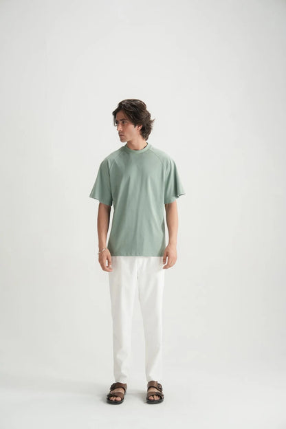 Teal crew-neck short-sleeve T-shirt front view