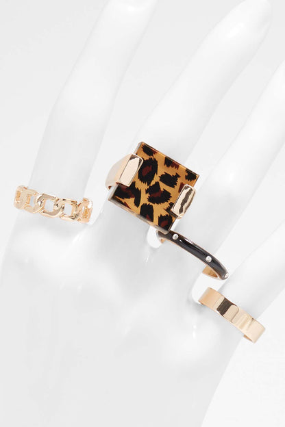 Gold-tone bracelet with rectangular leopard print panel and chain clasp