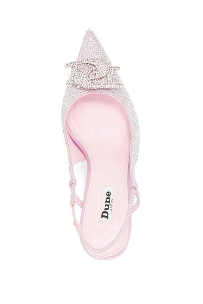 Dune London pale pink rhinestone slingback heels with bow and logo insole