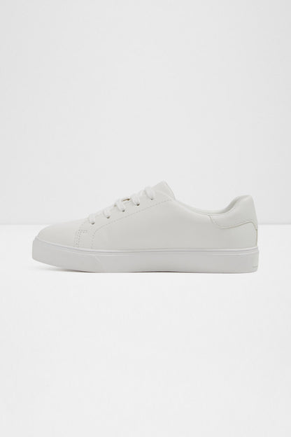 ALDO white low-top sneakers with lace-up front, plain side