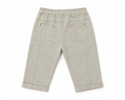 BABYSHOP baby trousers light gray with elastic waist and back patch pockets, cuffed hems