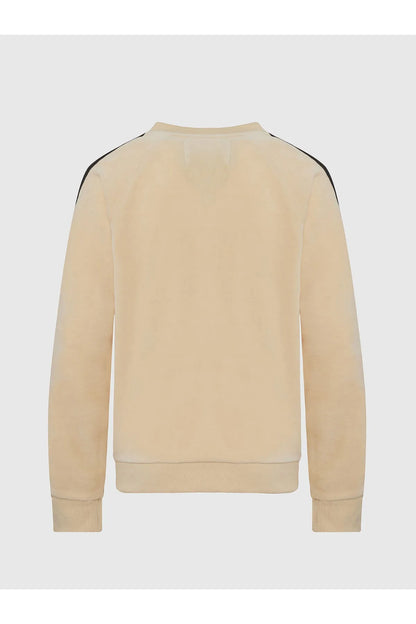 Beige zip-up bomber jacket back view