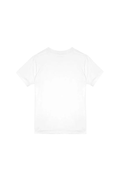 White crew-neck short-sleeve T-shirt, plain front