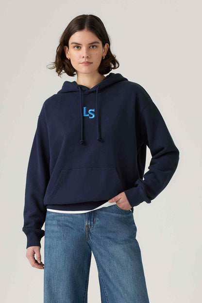 Levi's navy blue hoodie with drawstring hood and front kangaroo pocket